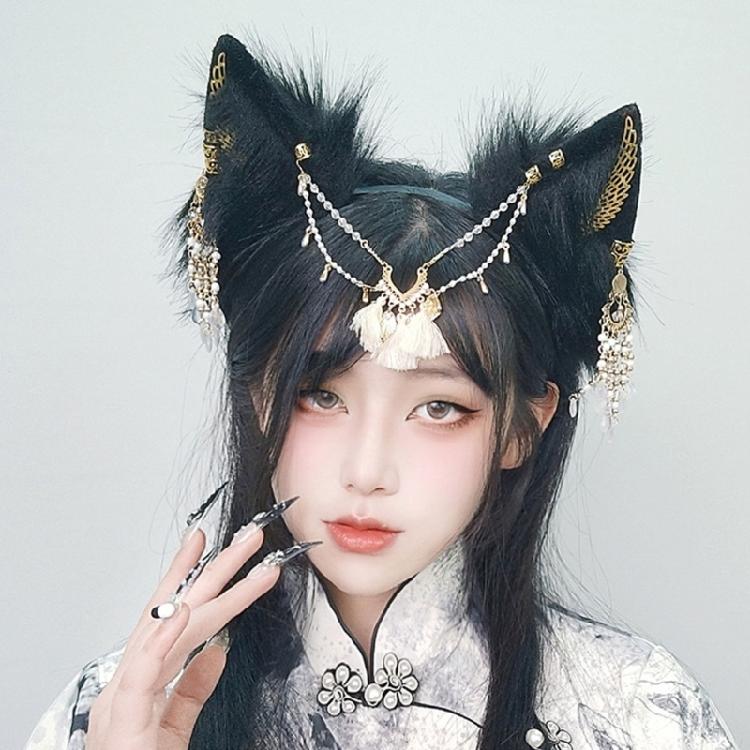 Wolf Cats Foxes Tail Wolf Ears Headbands Halloween Christmas Party Costume Toy Gift for Woman Man Cosplay