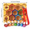 Wooden Early Education Beehive Game Montessori Clamp Bee To Hive Toy  Color Cognition