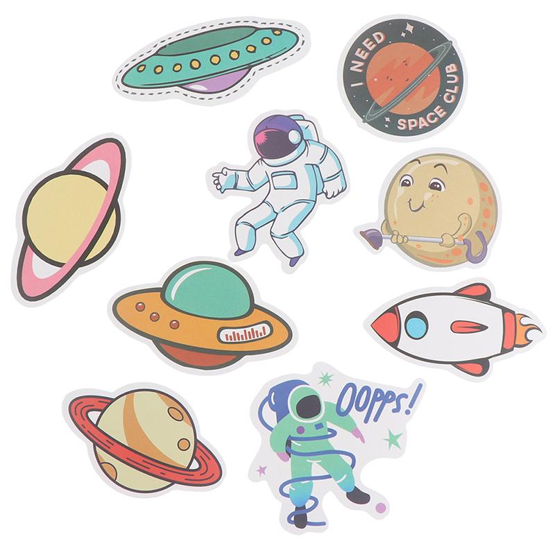 50 szt. Kreskówkowe naklejki z planetami kosmicznymi na laptopa, bagaż, gitarę, deskorolkę