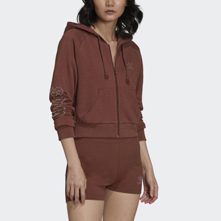 Adidas Veste de survêtement courte avec logo strass Vestes pour femmes Marron HF6768