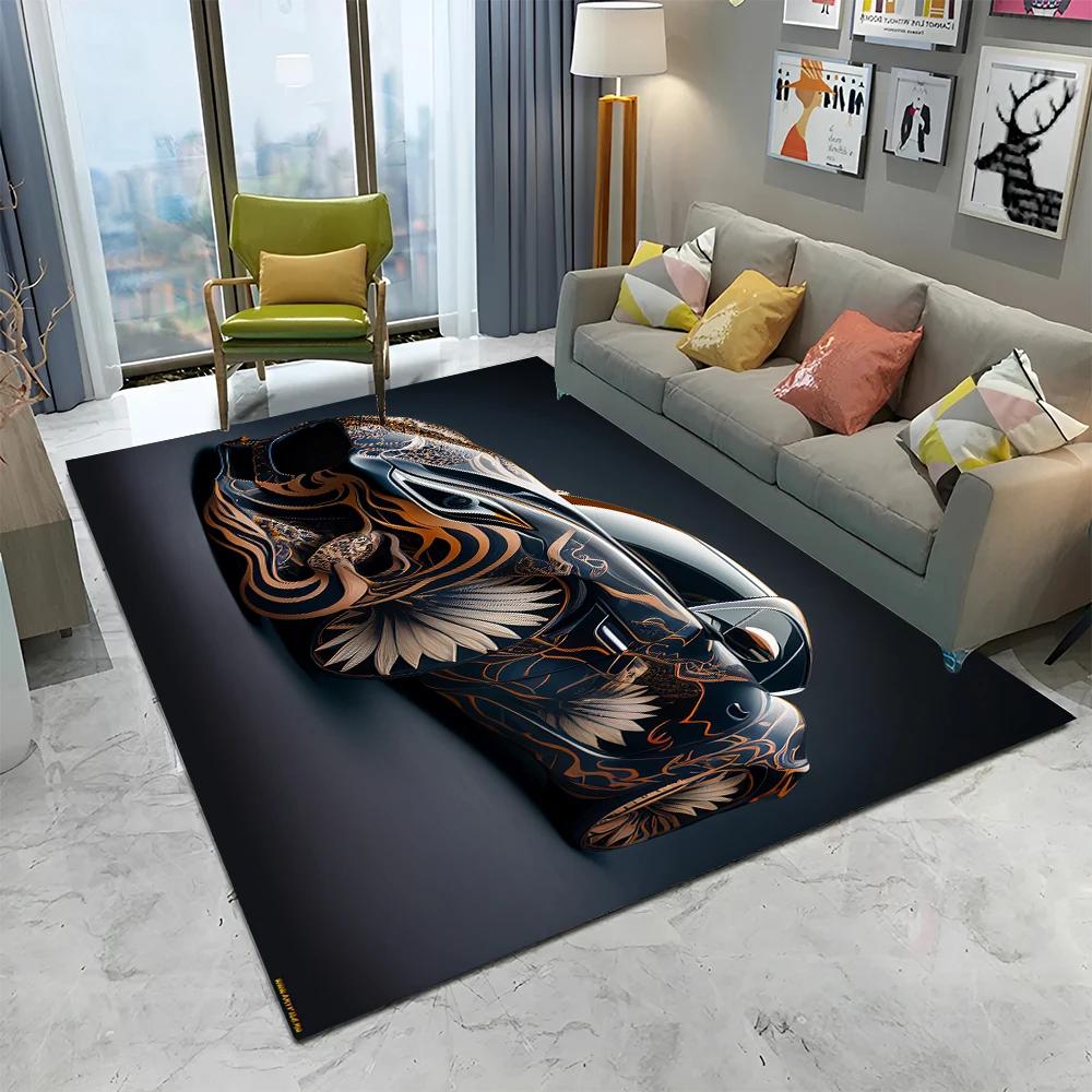3D Toekomstige Sportwagen HD Concept Auto Cartoon Tapijt Vloerkleed voor Huis Woonkamer Slaapkamer Bank Deurmat Decoratie, Kinderen Antislip Vloermat