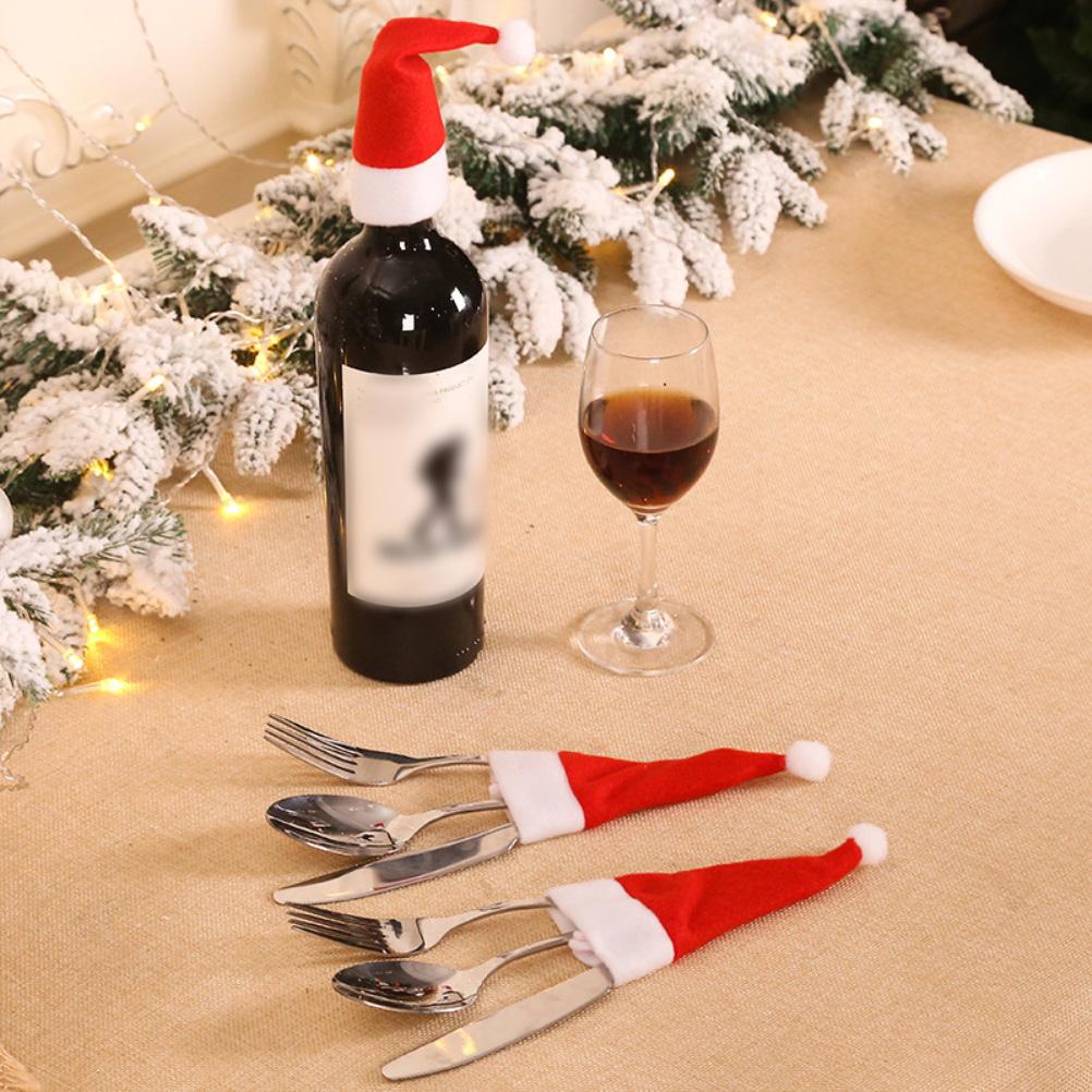 Brushed Cloth Santa Claus Costume Cutlery Holder Durable Cutter Fork Chopsticks Decoration for Party Wedding Dining