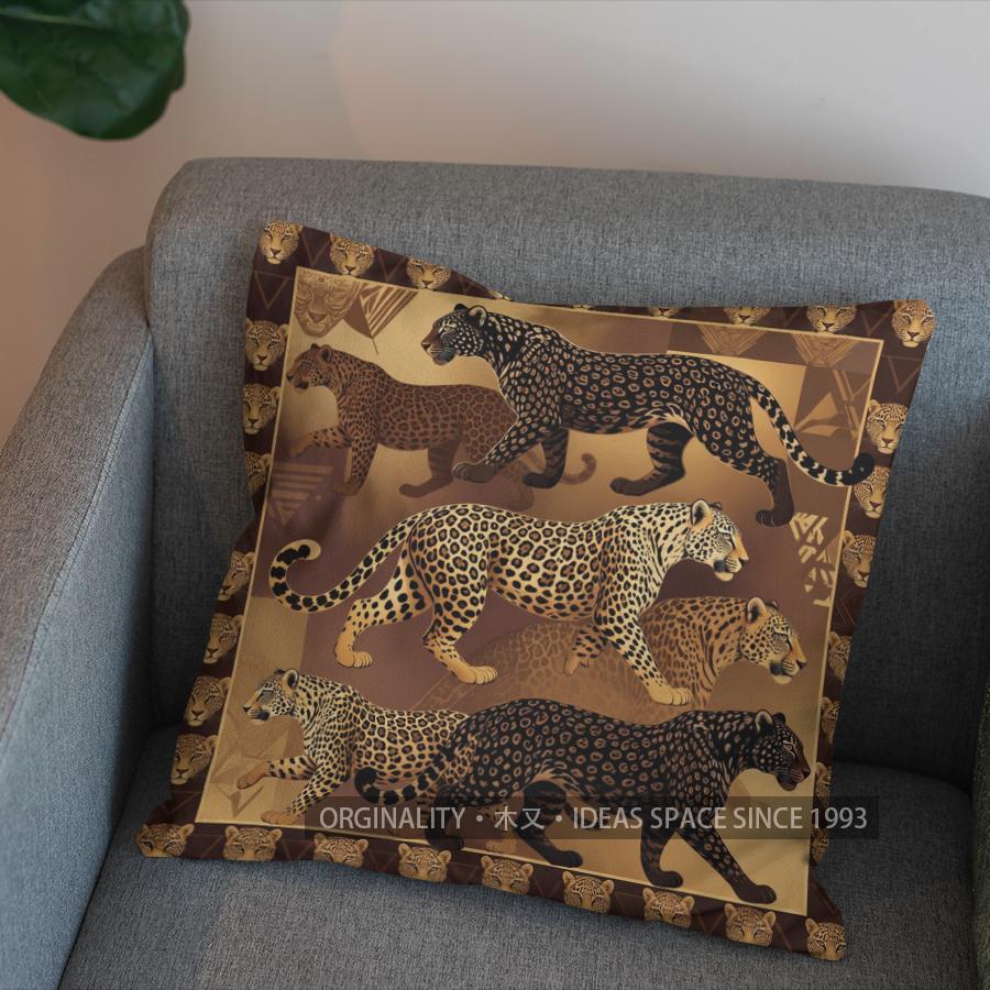 2D Leaping Cheetahs: African Inspired Decor Pillow Pattern Cushion Cover Suitable For Sofa Bedroom Car Pillow Cover