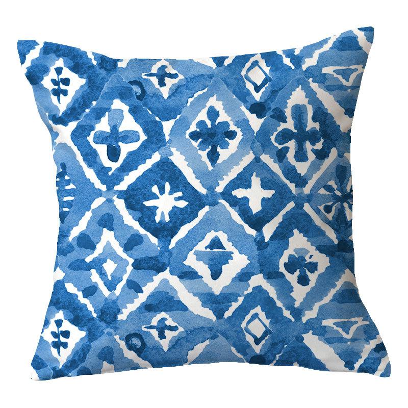 Simple New Blue Geometric Plush Pillowcase Home Fabric Sofa Pillow Cushion Cover Design