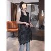 2025 Spring Versatile Midi Lace Vest, High-Waisted, Solid Color Style
