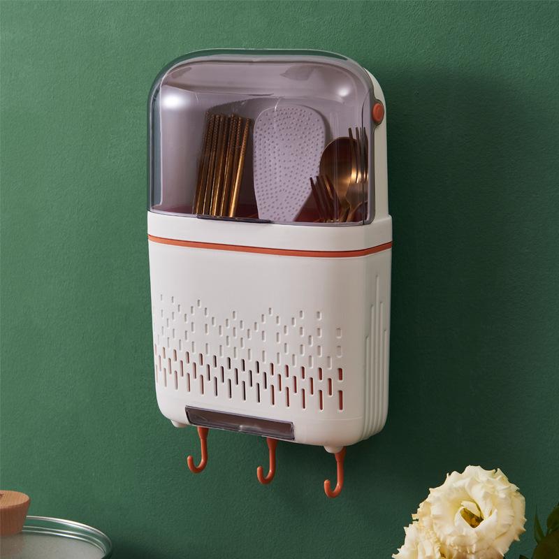 

Многофункциональный пылезащитный держатель для палочек для еды, настенный держатель для столовых приборов, кухонный нож, вилка, ложка, контейнер с крышкой для слива