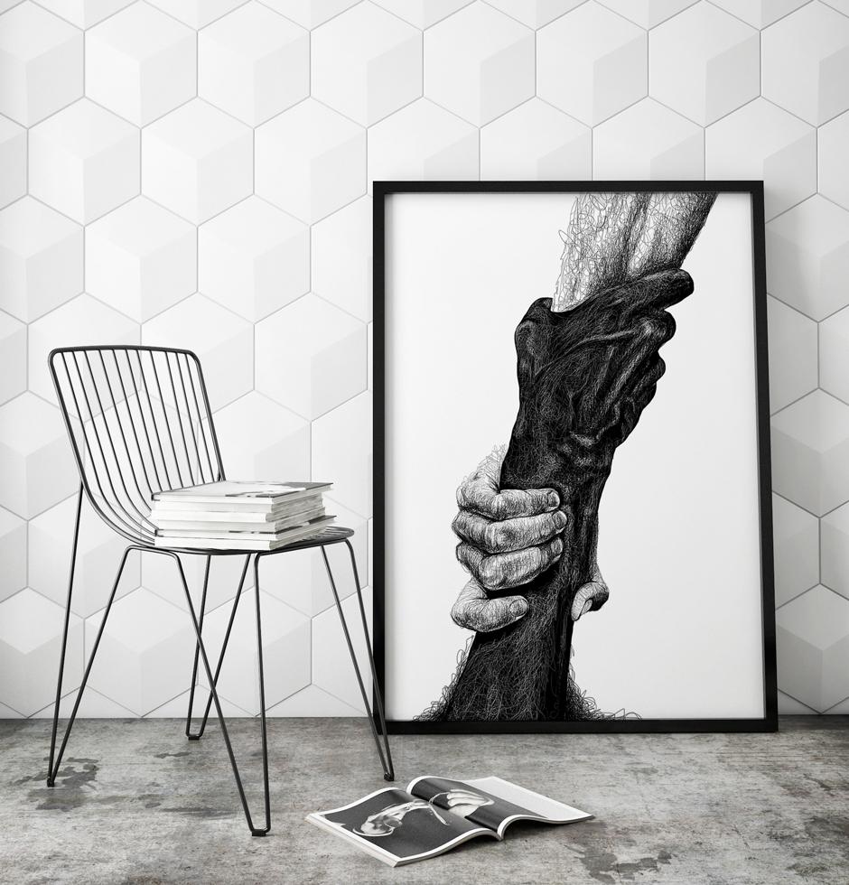 Plakat dłonie ręce uścisk szkic