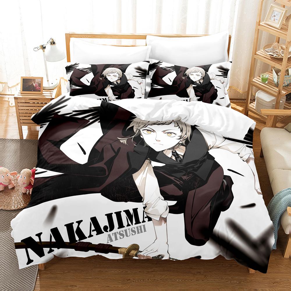 Anime : Bungo Stray Dogs Bedding Set Cartoon Duvet Cover And Pillowcases Queen Full Size Kids Gift Decor Home Bedclothes
