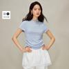 INMAN Mock Neck Ruched Slim Fit Short Sleeve T-Shirt