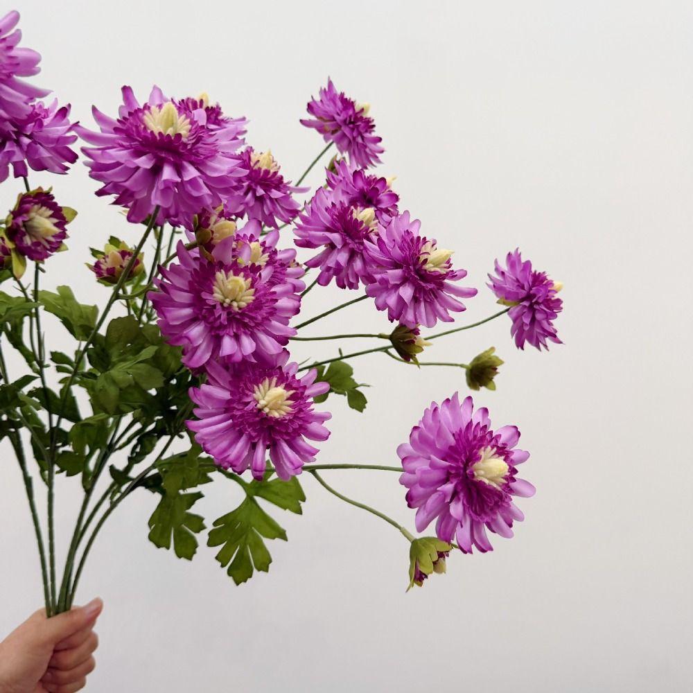 Stem Form Artificial Chrysanthemum With Buds Floral Decor Artificial DIY Gift  Indoor Room