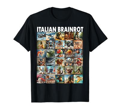 ITALSKÝ BRAINROT Vtipné italské brainrotové memové tričko s postavičkou
