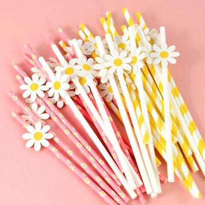 20pcs Degradable Daisy Straws Eco Friendly Drinking Straw Party Supplies Disposable Straws  Girls