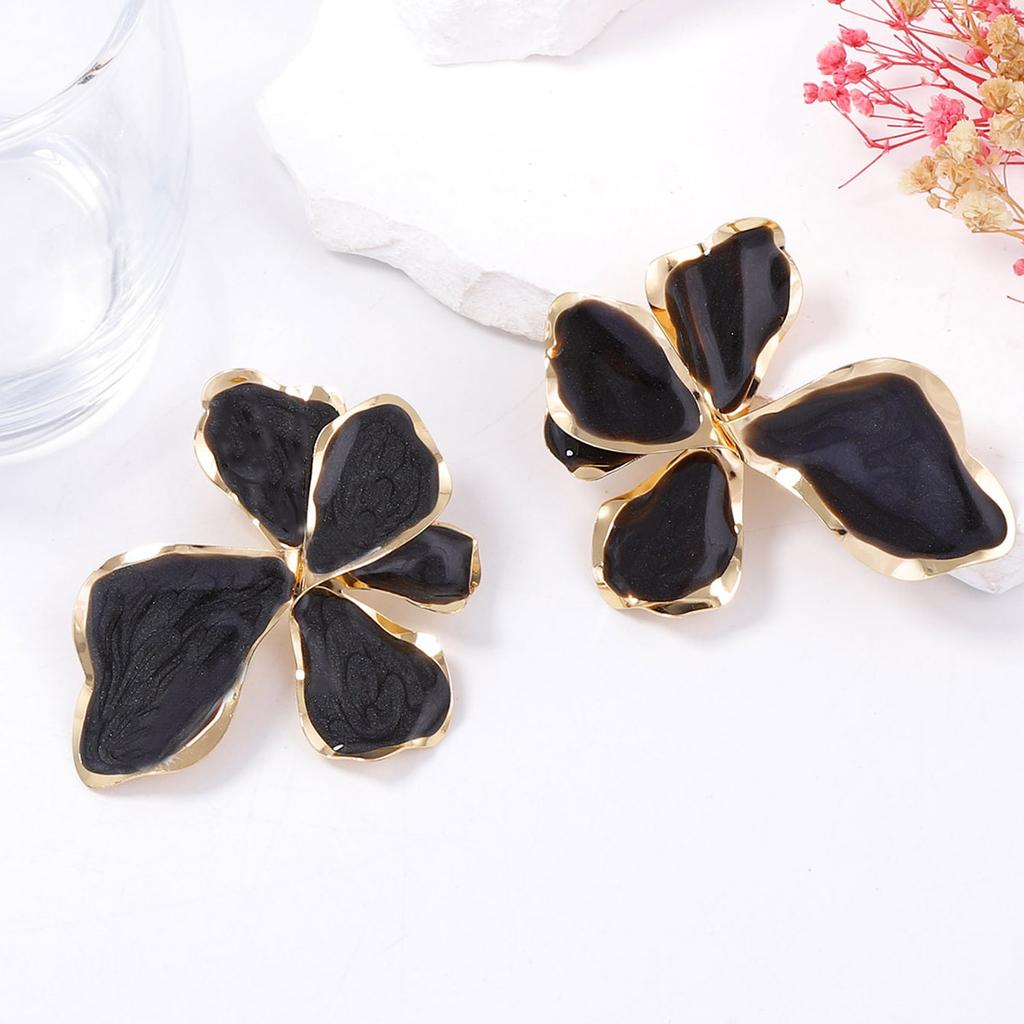 Elegantes Temperament einfache Mode Metall Öltropfen übertriebene Blume mehrfarbige Ohrstecker böhmische Damen-Accessoires