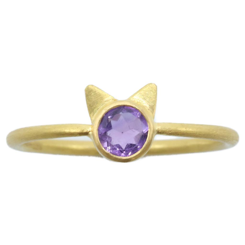 Marie-Helene de Taillac 22KYG 0.21ct Amethyst Little Cat Ring ring Yellow GoldUsed