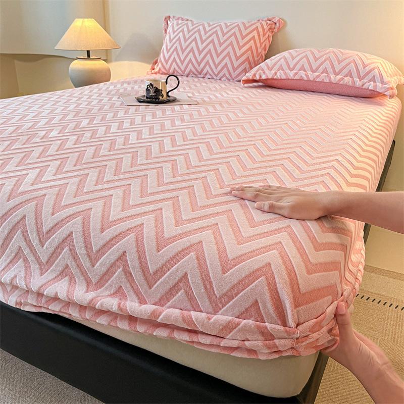 Federnder Kompletter Wrap Matratzenschoner Fleece Stoff Spannbetttuch Hohe g/m² Neues Bandmuster Weiche Milchfaser Weich im Griff Kühlend 90x200cm 1pcs