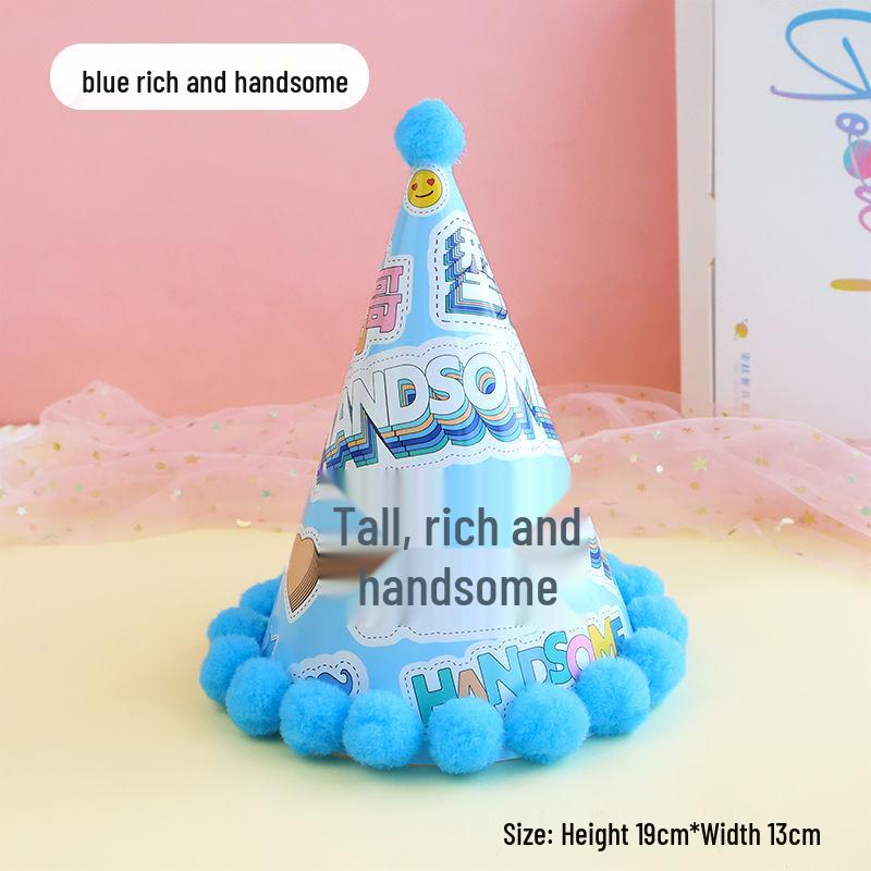 Creative Birthday Cake Pom-Pom Party Hat for Kids & Adults