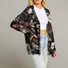 Women's Fashion Long Sleeve Print V-Neck Button Loose Cardigan Top