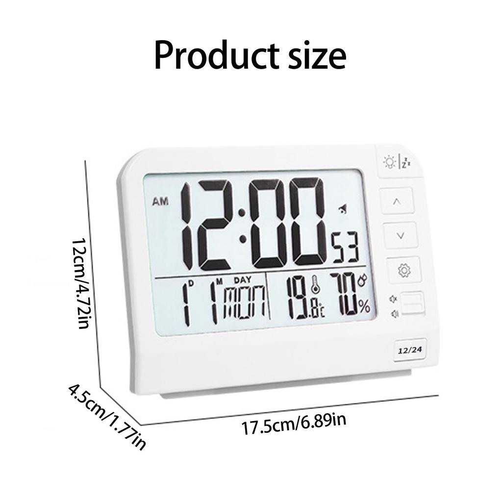 Large Screen Digital Alarm Clock with LCD Display Backlight Temperature Battery Operated for Students and Professional