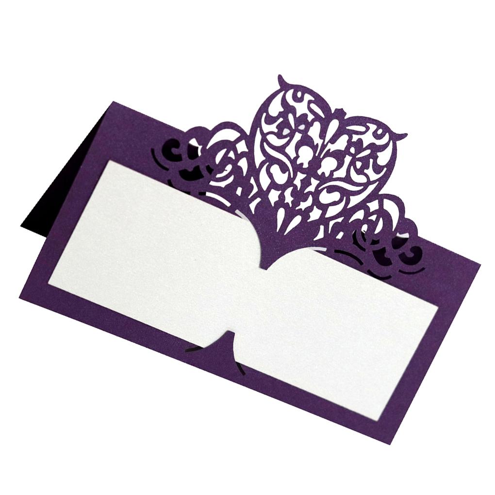 

50 шт. свадебных именных карточек для вечеринки, памятных карточек с вырезаемым сердцем темно-фиолетового