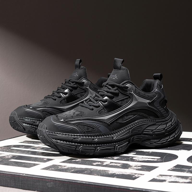 Darth Vader Popcorn Thick-soled Four-season New Light Luxury Casual Sports Shoes Soft-soled Heightening Leather Dad Shoes