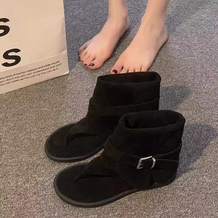 2025 Summer French Herringbone Toe Sandals Women's New Temperament Flat-bottomed Cool Boots Loose Sleeve Warehouse Tube Short Boots