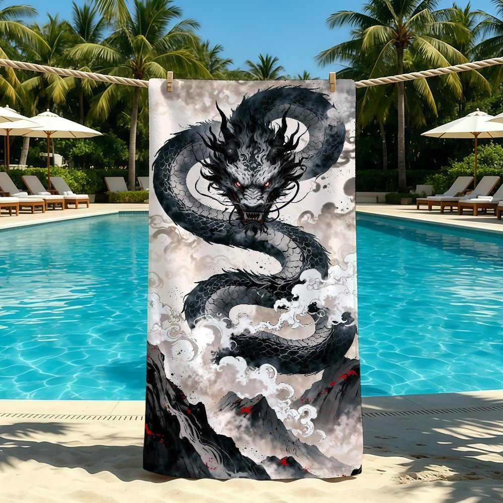 Oriental Dragon Fashion Towel For Outdoor Camping Beach Towel Super Absorbent Quick-Drying Summer Towel