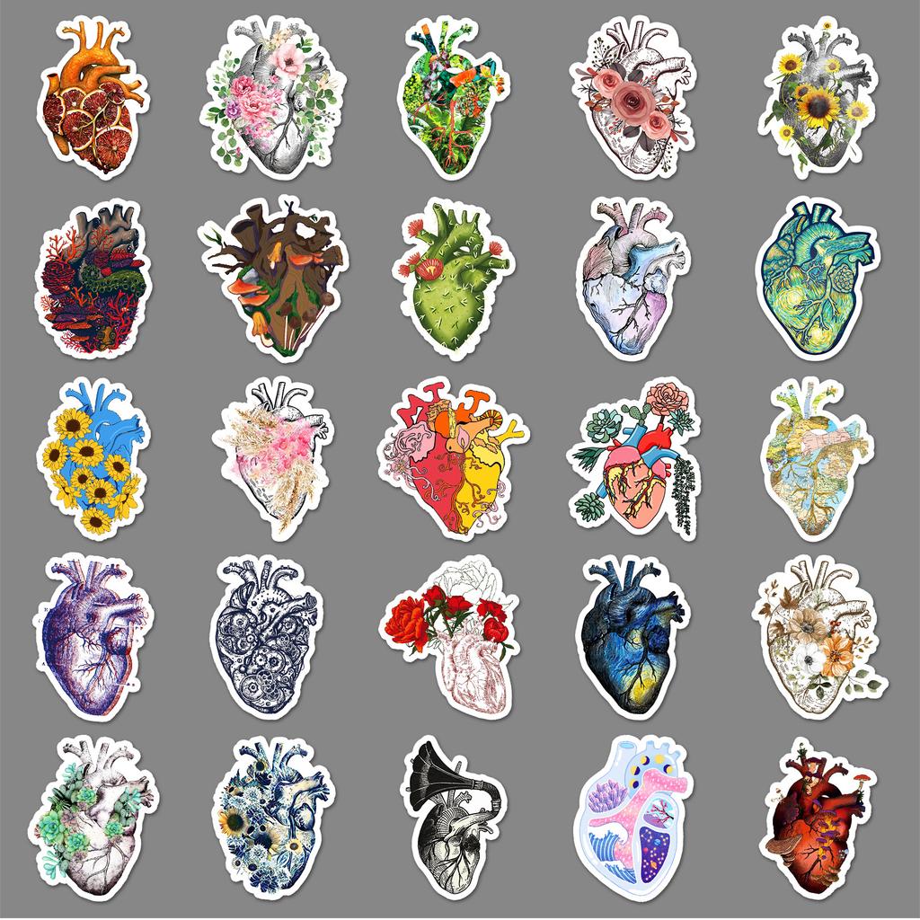 50 Herz-Graffiti-Aufkleber Personalisierte Kreative Blumen Dekoration Handyhülle Wasserbecher Skateboard Koffer Aufkleber