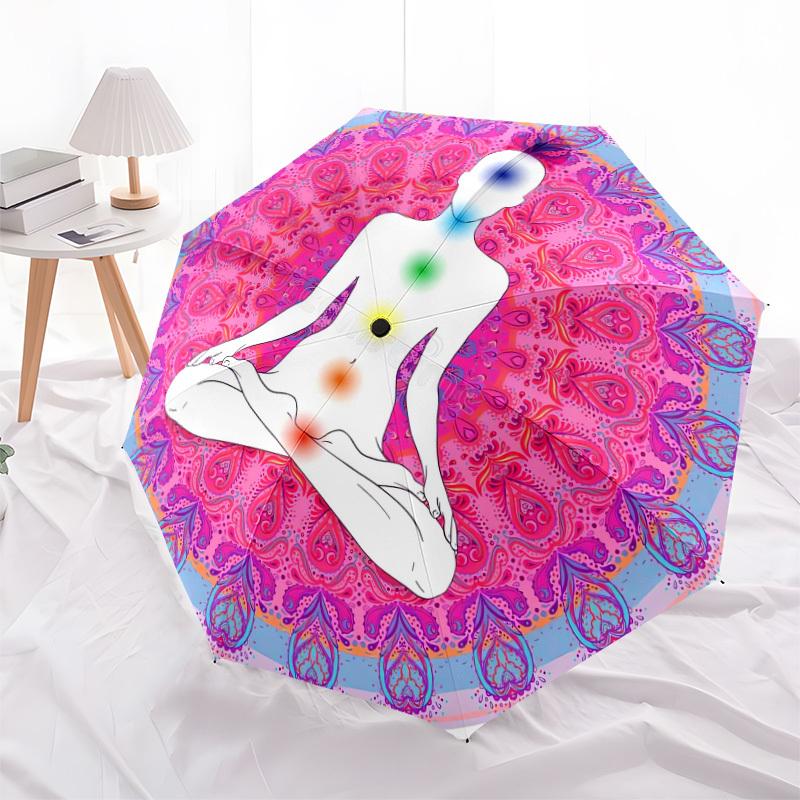 1pc Chakra Meditation Mandala Art Umbrella with Plastic Handle,Suitable for All Seasons Home Travel Outdoor UmbrellaDD212