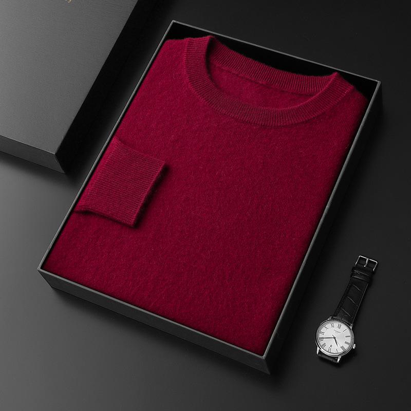 Herren Pullover aus reiner Kaschmirwolle mit Rundhalsausschnitt - Herbst/Winter Business Casual Strickpullover