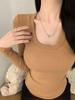 Women's Grey Slim-Fit Long-Sleeve T-Shirt, Spring/Fall Flattering Basic Style