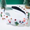 Women's Christmas Headband with Santa and Tree Design, Wide Knotted Holiday Hair Accessory for Parties