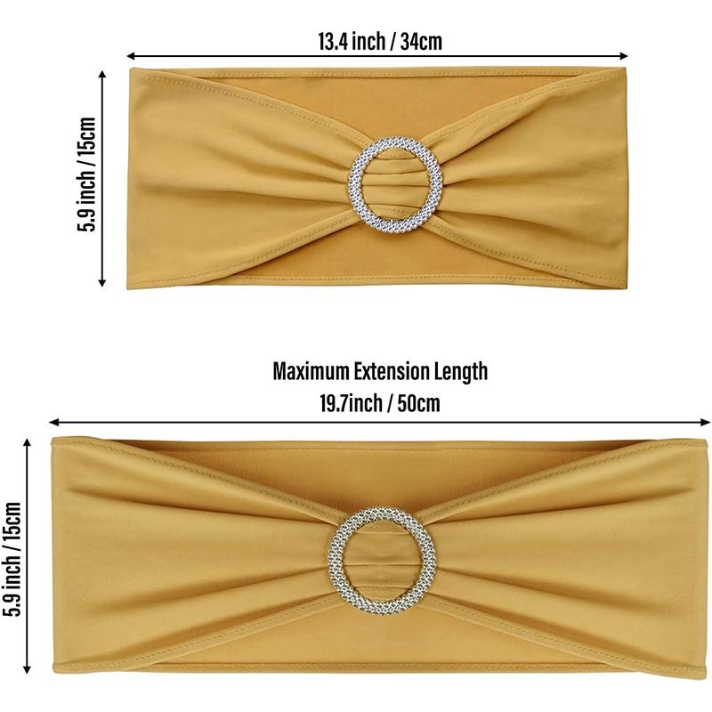 LMETJMA 10 Pcs Spandex Chair Sashes Premium Stretch Bows With Buckle Slider Universal Elastic Bands for Wedding Party Banquet