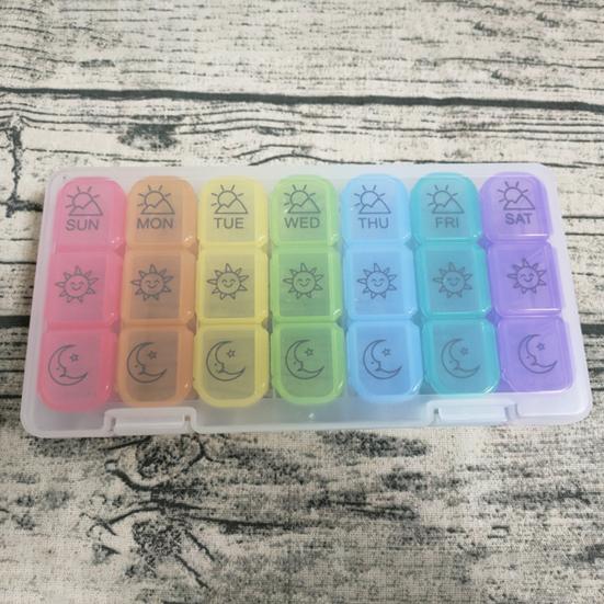 Pill Box Dust-proof Detachable 21 Grids 7 Days Weekly Pill Organizer for Supplement