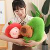Stuffed Capybara Plushie In Avocado Cushion Soft Fuzzy Plush Pig Hiding In Apple Plush Capibara Toy Throw Pillow Birthday Gift