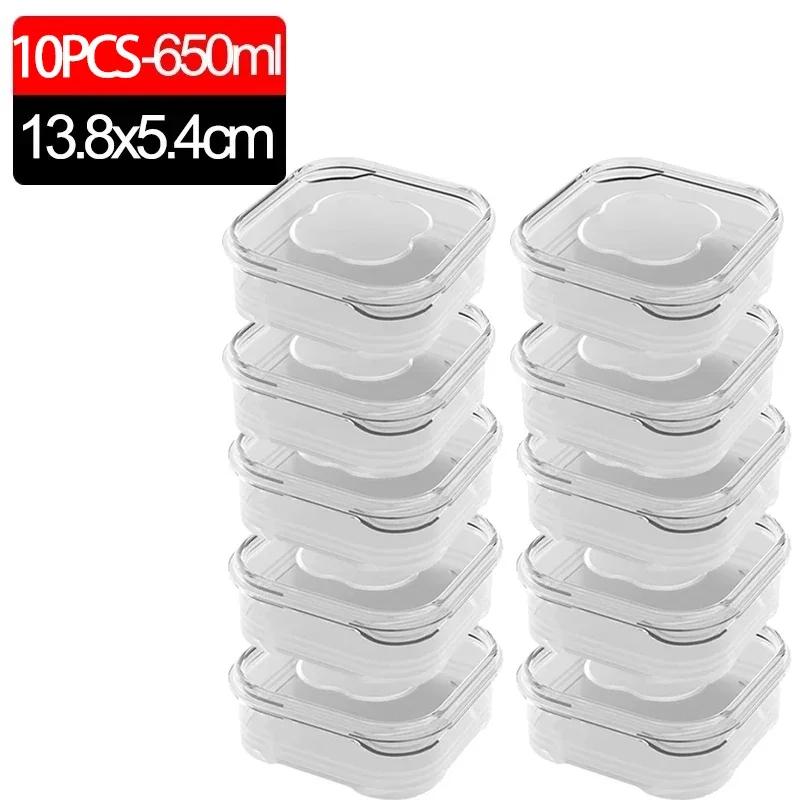 1/10 ks Malé krabičky na uchovávání potravin Lednička Mražené maso Zelenina Box na udržení čerstvosti Průhledná Kuchyňská Sealed úložná krabička