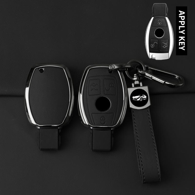 Metal Leather Car Key Case Cover For Mercedes Benz A B C E Class Gls Gla Glk Glc Cls Cla Amg W204 W205 W212 W463 W176 Keychain