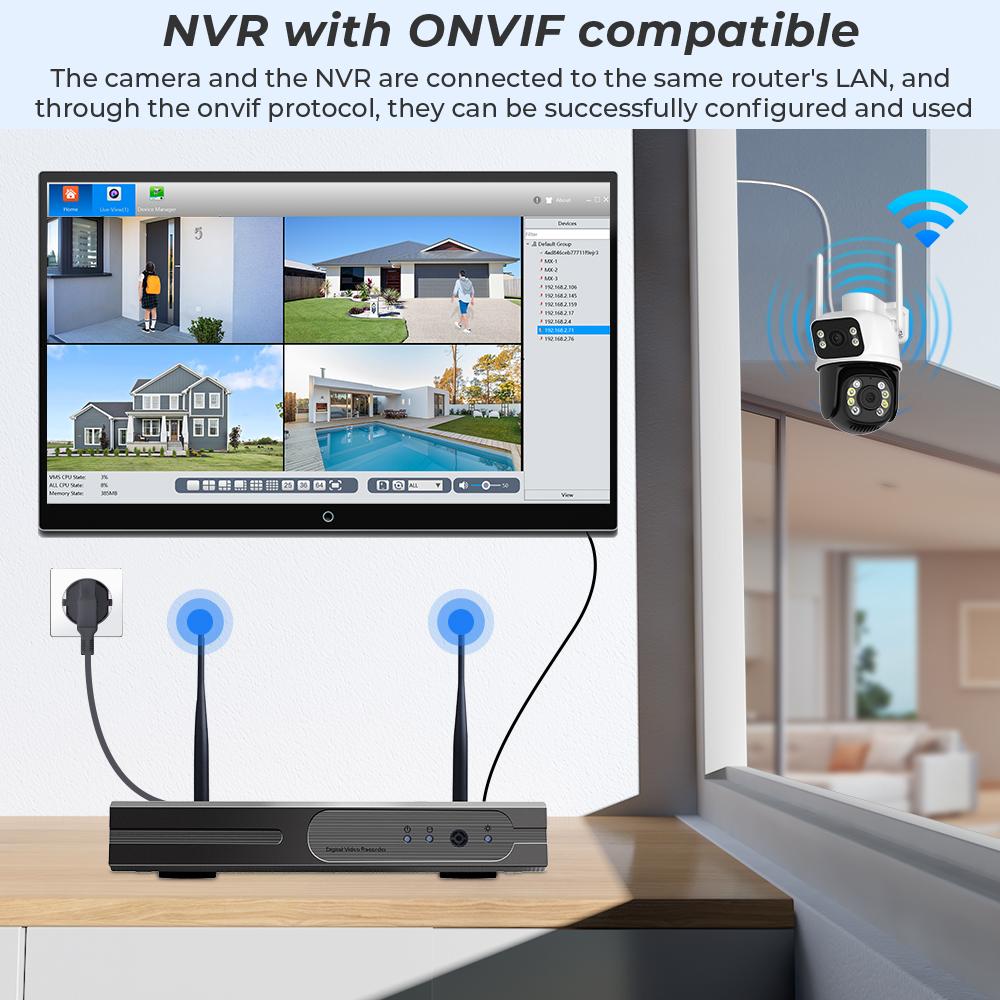 Noua Cameră Wifi PTZ de 8MP, Viziune de noapte în aer liber, Ecran dublu, Detectare umană, Protecție de securitate, Cameră IP de supraveghere CCTV