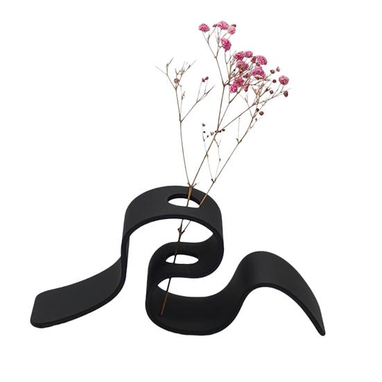Creative Plant Display 3D Printed Dried Flower Stand, Curved Ribbon Vase, Decorative Holder, Bedroom Container Artificial Rack for Living Room