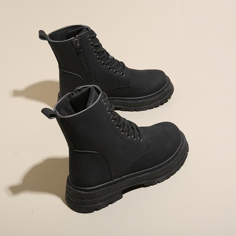 Lace-up Round Toe Ankle Boots for Women Spring Autumn Platform Woman Short Shoes Comfortable and Elegant Chic New In Y2k Booties