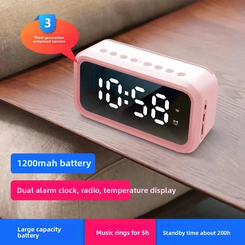 Digital Alarm Clock With Bluetooth Speaker And Mirror Display For Bedroom Decor