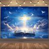 1 Holy Cross and Bible Background with Dove and Cloud - Spiritual Decoration of Religious Activities In Church Decoration