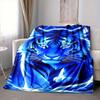1Pc Blue Tiger Fantasy Flannel Blanket, Soft And Comfortable, Casual Warm, Camping Travel, Christmas, Halloween Xmas Gift N1440
