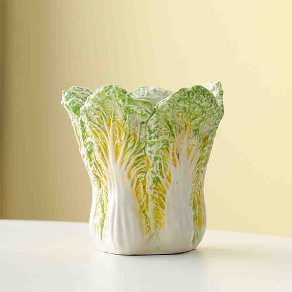 

Creative Cabbage Shape Ceramic Makeup Brush Holder Cute Bok Choy Cosmetic Organizer Cup Desk Pen Pencil Pot Table Vanity Decor блідо-зелений колір