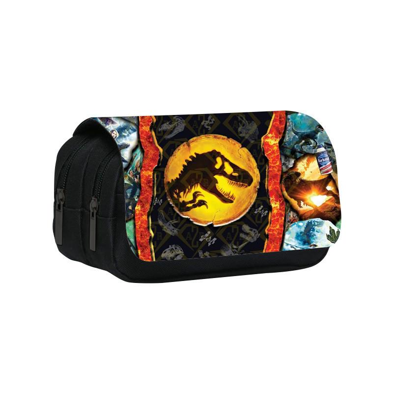 Jurassic World Dinosaur Pattern Double Layer Stationery Storage Bag For Students And Office Use