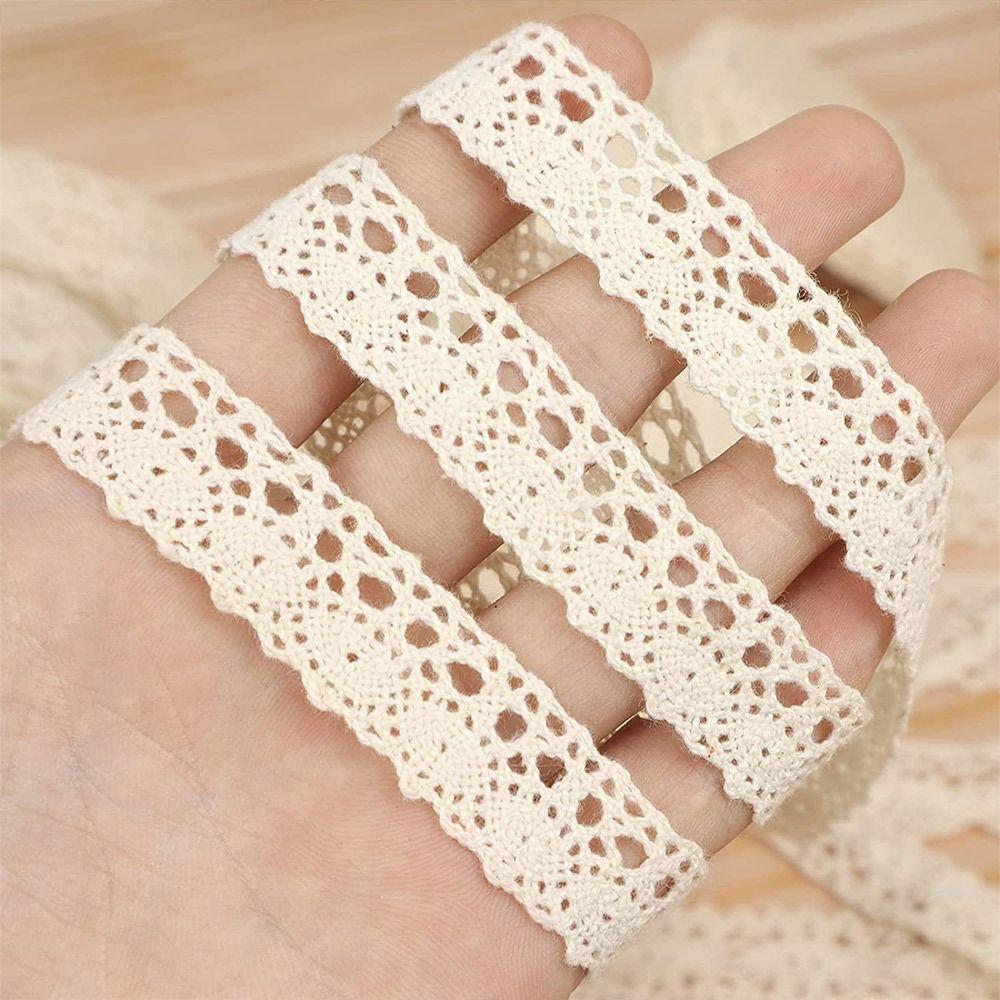 5m/rotolo Passamaneria in Pizzo Tessuto per Cucito Abbigliamento Bordino Avorio Crema Tessuto in Pizzo Uncinetto di Cotone Nastro Accessori Patchwork Fatti a Mano