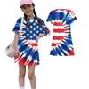 Girls Independence Day Print Casual Dress Kids Loose Round Neck Short Sleeve Thin Sundress