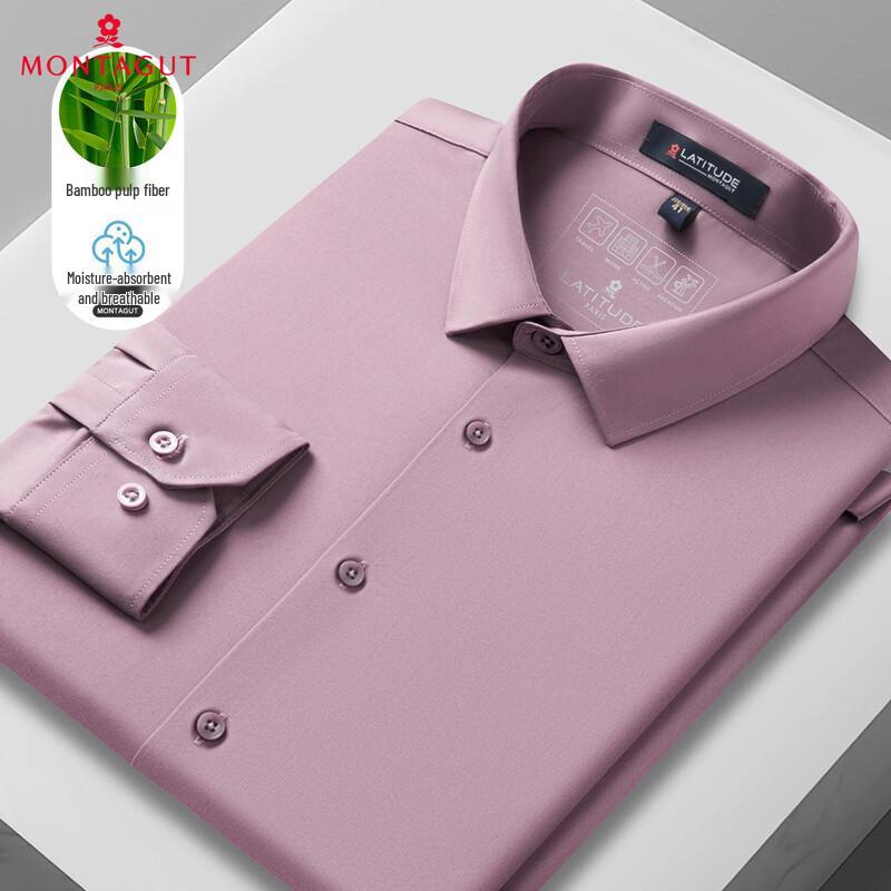 

MONTAGUT Men s Solid Business Long Sleeve Shirt 39