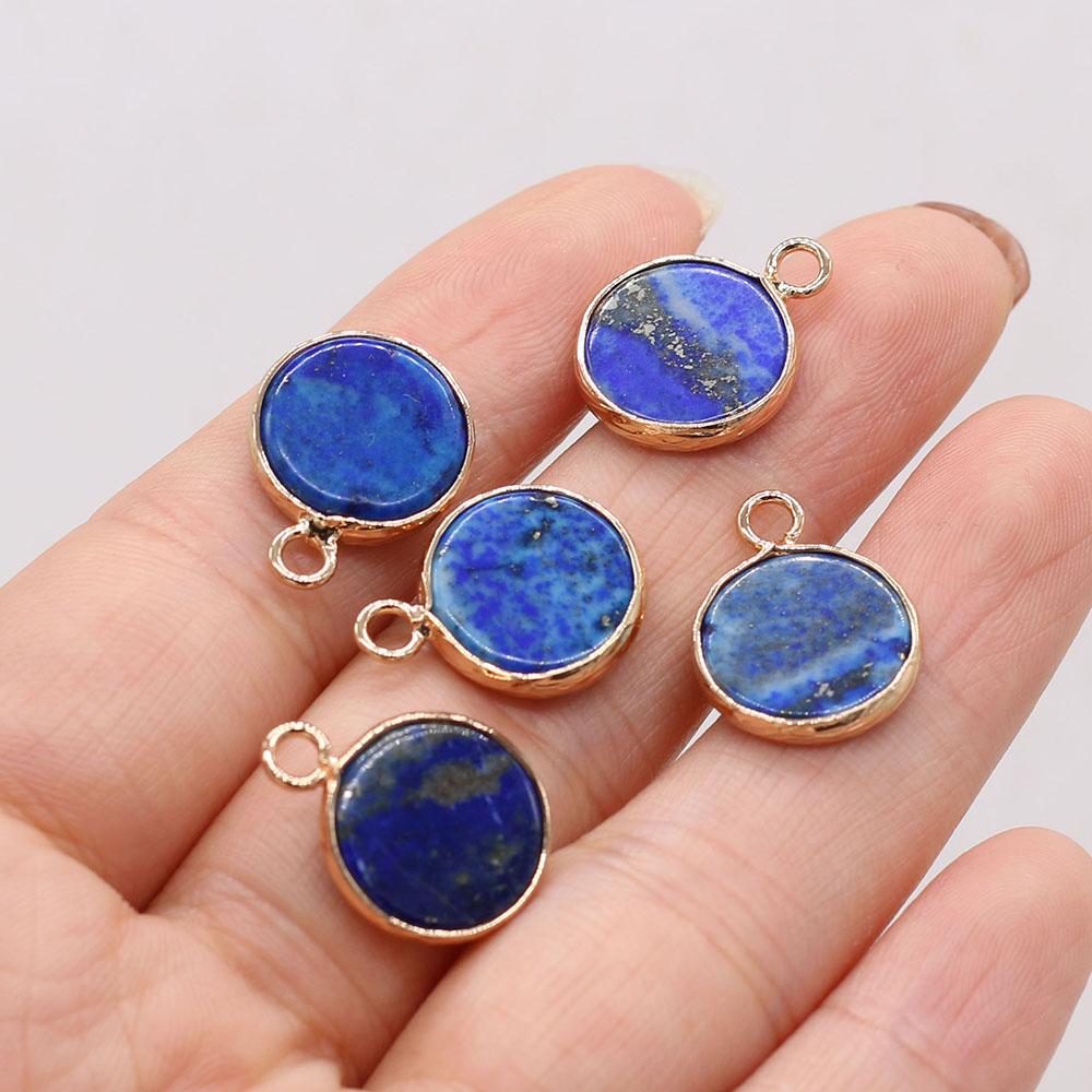 5 τμχ, Θεραπευτικό κρυστάλλινο μενταγιόν Reiki, Μίνι Στρογγυλή Φυσική Πέτρα Γούρια Lapis Lazuli Gems για DIY Γυναικεία Ανδρικά Κολιέ Σκουλαρίκια Αξεσουάρ, Κατασκευή κοσμημάτων