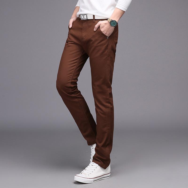 Men'S Spring And Autumn Men'S Casual Pants Youth Korean Edition Trendy Slim Fit Multi Color Pure Cotton Casual Versatile Long Pants