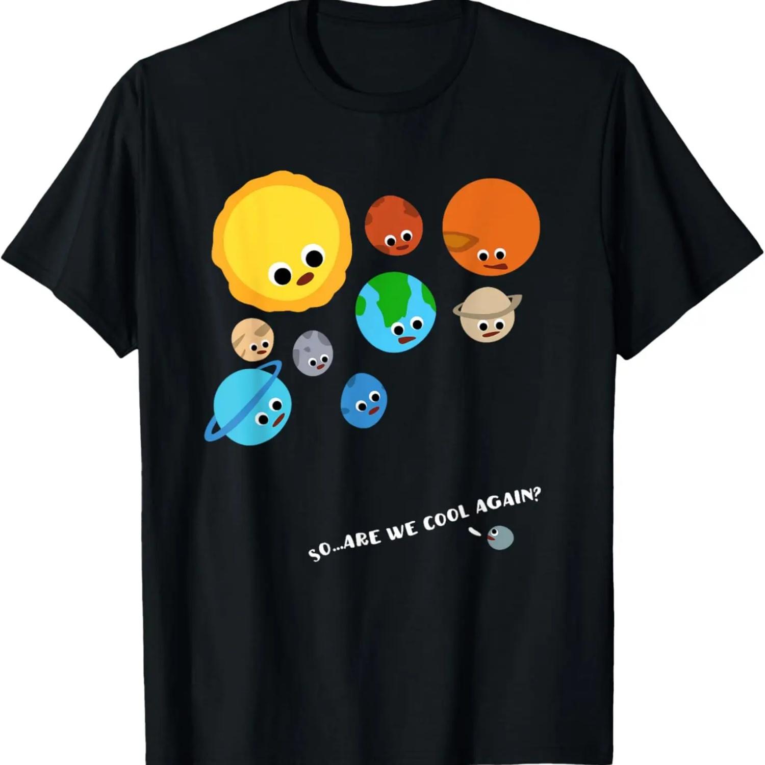 Funny Pluto versus Solar System Planets T-Shirt S чёрный
